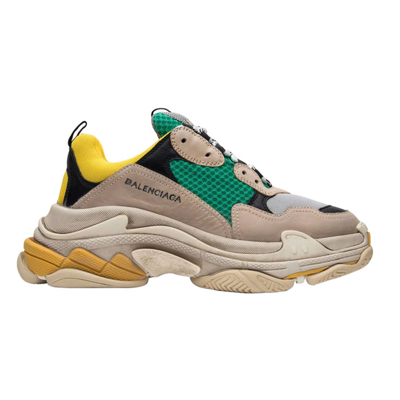 Balenciaga Triple S Sneakers Beige Green Yellow 2018 Reissue Flat Platform 46 13 - Picture 5 of 15